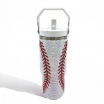Wholesale rhinestone Baseball Print oz Double Wall Stainless Steel Vacuum Tumble
