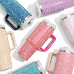 Wholesale rhinestone Solid Color oz Double Wall Stainless Steel Vacuum Tumbler H