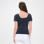 Wholesale short Sleeve Ribbed Seamless Tank Ribbed Seamless Fitted Silhouette Sm