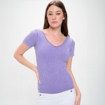 Wholesale short Sleeve Ribbed Seamless Tank Ribbed Seamless Fitted Silhouette Sm
