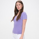 Wholesale short Sleeve Ribbed Seamless Tank Ribbed Seamless Fitted Silhouette Sm