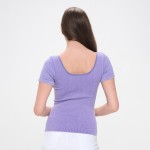 Wholesale short Sleeve Ribbed Seamless Tank Ribbed Seamless Fitted Silhouette Sm