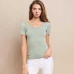 Wholesale short Sleeve Ribbed Seamless Tank Ribbed Seamless Fitted Silhouette Sm