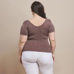Wholesale short Sleeve Ribbed Seamless Tank Ribbed Seamless Fitted Silhouette Sm