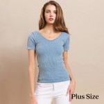 Wholesale short Sleeve Ribbed Seamless Tank Ribbed Seamless Fitted Silhouette Sm