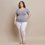 Wholesale short Sleeve Ribbed Seamless Tank Ribbed Seamless Fitted Silhouette Sm