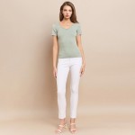 Wholesale short Sleeve Ribbed Seamless Tank Ribbed Seamless Fitted Silhouette Sm