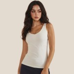 Wholesale ribbed Seamless Scoop Neck Tank Top Built Wireless Bra Elastic Band Su