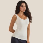 Wholesale ribbed Seamless Scoop Neck Tank Top Built Wireless Bra Elastic Band Su