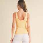 Wholesale ribbed Seamless Scoop Neck Tank Top Built Wireless Bra Removable Cups