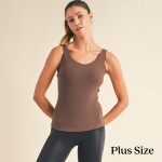 Wholesale ribbed Seamless Scoop Neck Tank Top Built Wireless Bra Removable Cups