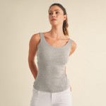 Wholesale ribbed Seamless Scoop Neck Tank Top Built Wireless Bra Removable Cups