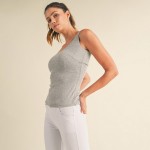 Wholesale ribbed Seamless Scoop Neck Tank Top Built Wireless Bra Removable Cups