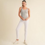 Wholesale ribbed Seamless Scoop Neck Tank Top Built Wireless Bra Removable Cups
