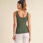 Wholesale ribbed Seamless Scoop Neck Tank Top Built Wireless Bra Removable Cups