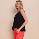 Wholesale long Lightweight Linen Like Tank Top Round Neck Line Light Weight Line