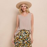 Wholesale long Lightweight Linen Like Tank Top Round Neck Line Light Weight Line