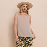 Wholesale long Lightweight Linen Like Tank Top Round Neck Line Light Weight Line