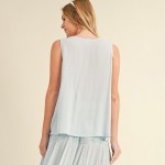 Wholesale long Lightweight Linen Like Tank Top Round Neck Line Light Weight Line