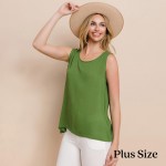Wholesale long Lightweight Linen Like Tank Top Round Neck Line Light Weight Line