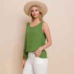 Wholesale long Lightweight Linen Like Tank Top Round Neck Line Light Weight Line
