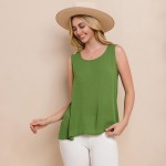 Wholesale long Lightweight Linen Like Tank Top Round Neck Line Light Weight Line