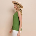 Wholesale long Lightweight Linen Like Tank Top Round Neck Line Light Weight Line