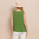 Wholesale long Lightweight Linen Like Tank Top Round Neck Line Light Weight Line