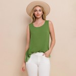 Wholesale long Lightweight Linen Like Tank Top Round Neck Line Light Weight Line