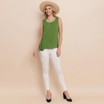 Wholesale long Lightweight Linen Like Tank Top Round Neck Line Light Weight Line