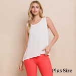 Wholesale long Lightweight Linen Like Tank Top Round Neck Line Light Weight Line