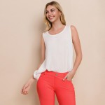Wholesale long Lightweight Linen Like Tank Top Round Neck Line Light Weight Line
