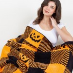 Wholesale super Soft Plaid Halloween Jack o Lantern Print Brushed Poly Microfibe