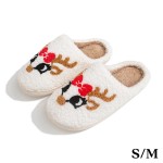 Wholesale plush Reindeer Slide Slippers US Women s S M M L Polyester Rubber Sole