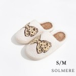 Wholesale plush Leopard Print Bow Slide Slippers US Women s S M M L Polyester Ru