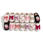 Wholesale plush Baseball Bow Slide Slippers US Women s S M M L Polyester Rubber