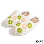 Wholesale plush Flowers Slide Slippers US Women s S M M L Polyester Rubber Sole