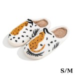 Wholesale plush Leopard Slide Slippers US Women s S M M L Polyester Rubber Sole