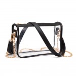 Wholesale clear Crossbody Bag Vegan Leather Trim Two Removable Straps Zip Closur