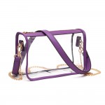 Wholesale clear Crossbody Bag Vegan Leather Trim Two Removable Straps Zip Closur