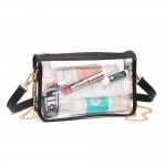 Wholesale clear Crossbody Bag Vegan Leather Trim Two Removable Straps Zip Closur