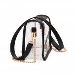 Wholesale clear Crossbody Bag Vegan Leather Trim Two Removable Straps Zip Closur