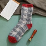 Wholesale soft Plush Knit Plaid Socks One Fits Most Adult Assorted Colors Poly M