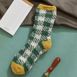 Wholesale soft Plush Knit Plaid Socks One Fits Most Adult Assorted Colors Poly M