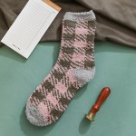 Wholesale soft Plush Knit Plaid Socks One Fits Most Adult Assorted Colors Poly M