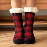 Wholesale assorted Plaid Sherpa Socks pack Sherpa Lined Rubber Dot Traction Bott