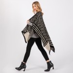 Wholesale fuzzy Chevron Stripes Ruana Wrap One Fits Most Polyester Acrylic