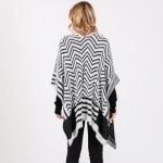 Wholesale fuzzy Chevron Stripes Ruana Wrap One Fits Most Polyester Acrylic