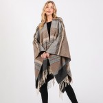 Wholesale aztec Pattern Ruana Wrap Tassels One Fits Most Polyester