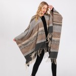 Wholesale aztec Pattern Ruana Wrap Tassels One Fits Most Polyester